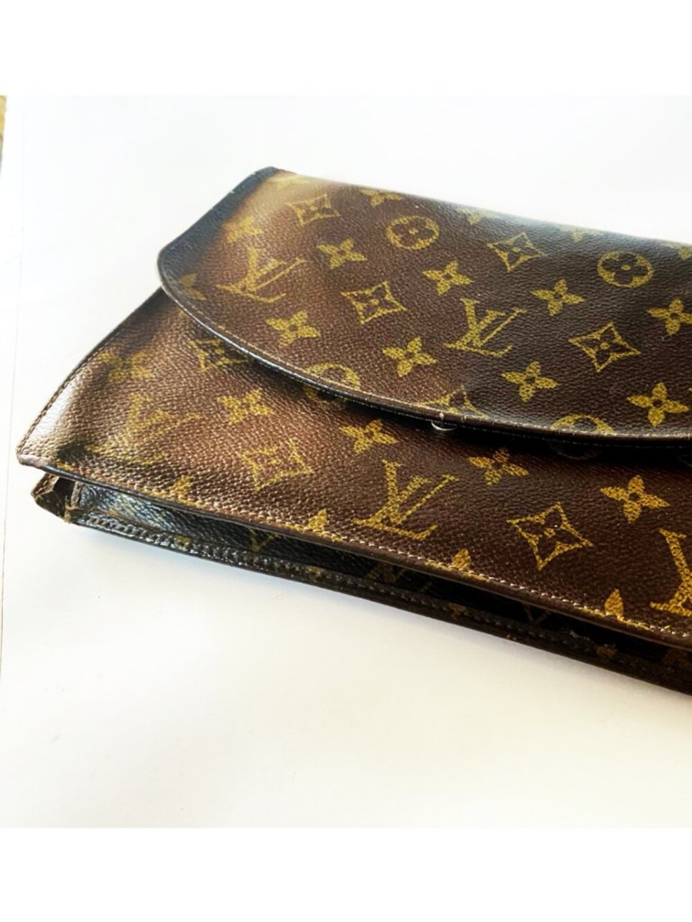 Vintage Louis Vuitton Monogram Pochette Lava GM Clutch Bag Bought in France 1980
